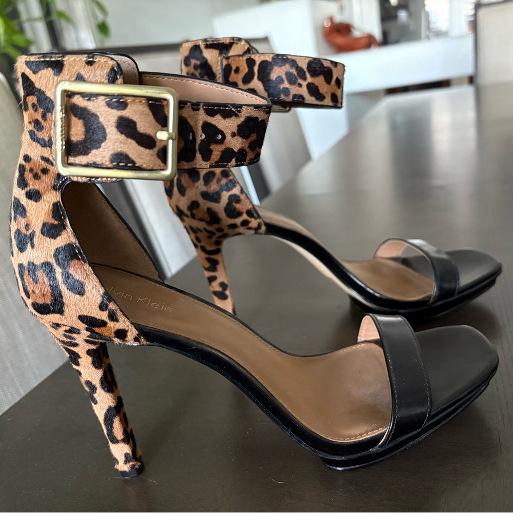 Calvin Klein Leopard Print and Black Women's Heels